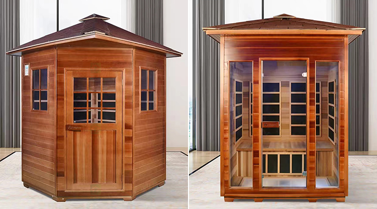Custom 2 - 5 Personal Cedar Wood Outdoor Garden Finish Infrared Sauna and Steam Room for Sale