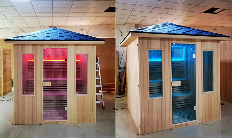 Custom 2 - 5 Personal Cedar Wood Outdoor Garden Finish Infrared Sauna and Steam Room for Sale