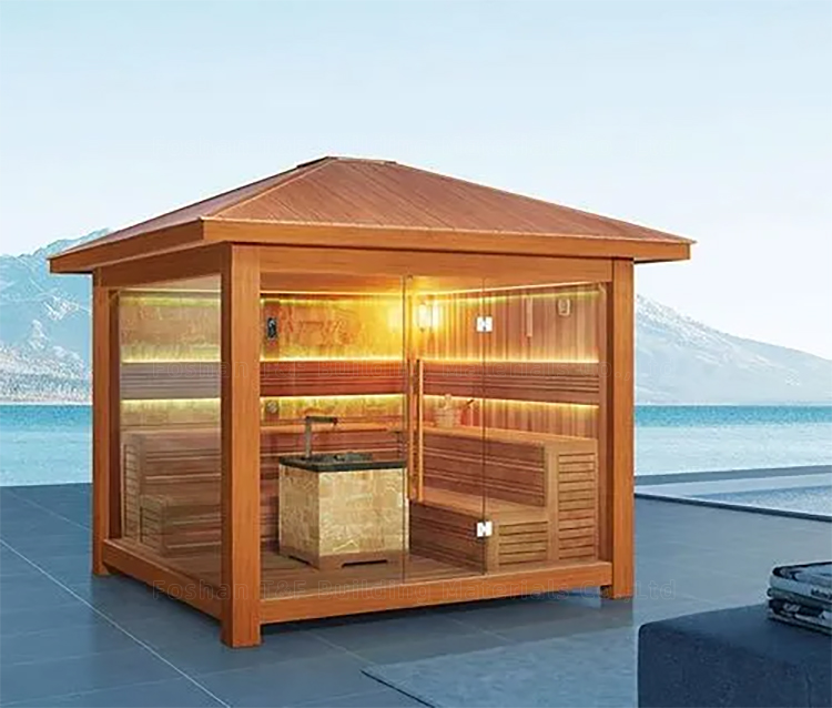 Custom 2 - 5 Personal Cedar Wood Outdoor Garden Finish Infrared Sauna and Steam Room for Sale