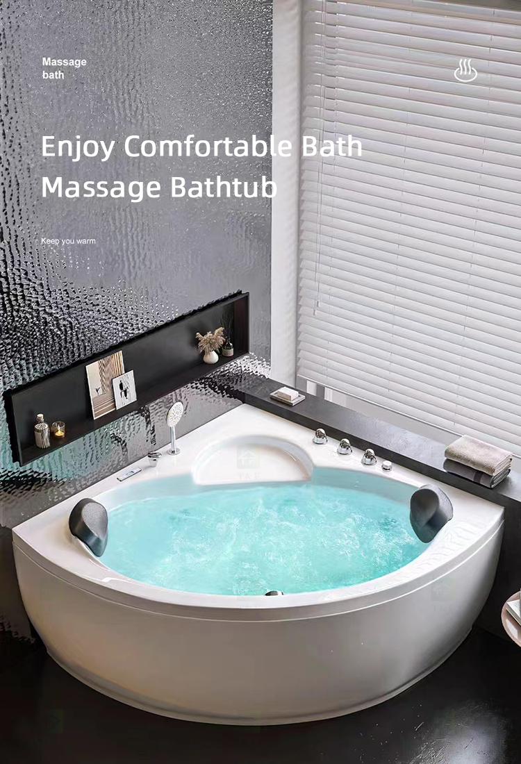 Factory Direct Price 2 Person Bathroom Spa Hot Tub White Whirlpool Massage Acrylic Corner Bathtub