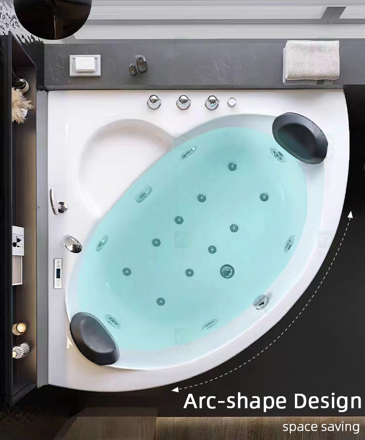 Factory Direct Price 2 Person Bathroom Spa Hot Tub White Whirlpool Massage Acrylic Corner Bathtub