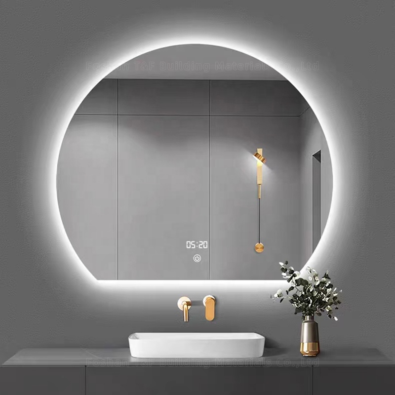 Half Round Fogless Smart Touch Screen LED Makeup Cosmetics Barber Table Bathroom Vanity Mirror