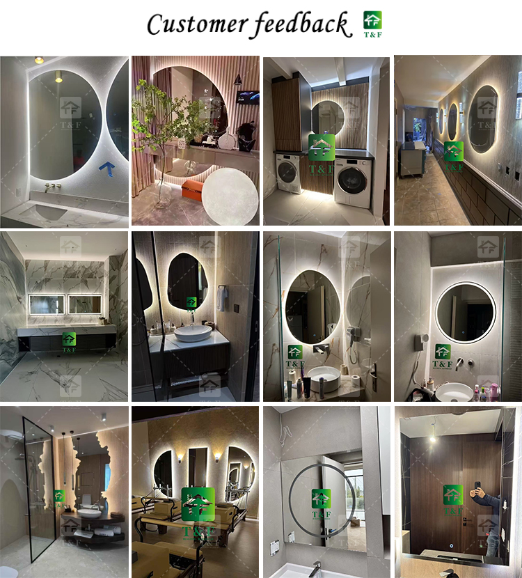 Half Round Fogless Smart Touch Screen LED Makeup Cosmetics Barber Table Bathroom Vanity Mirror