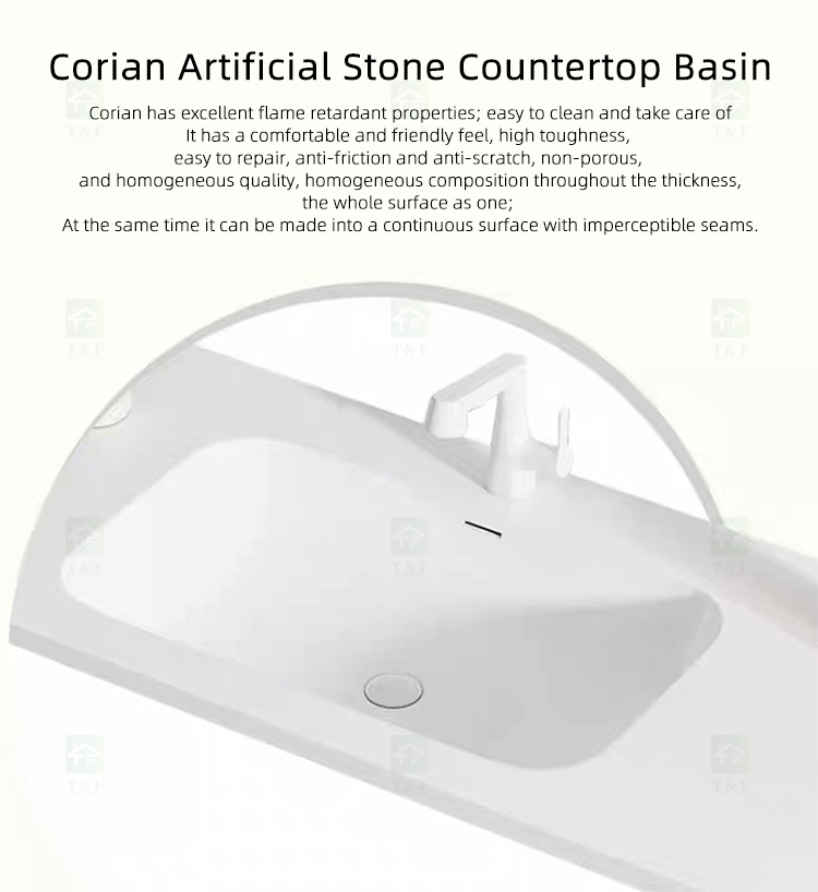 Wall Hung Solid Surface Acrylic One Piece Wash Basin Bath Sink Countertop Bathroom Furniture Vanity Cabinet