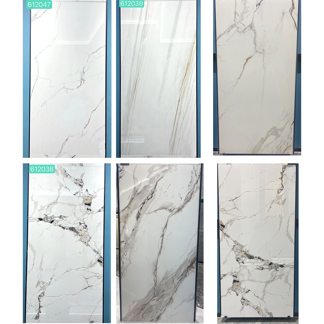 600*1200 750x1500 Gloss Porcelain Polished Glazed Gold Vein White Floor Wall Marble Look Slab Tiles