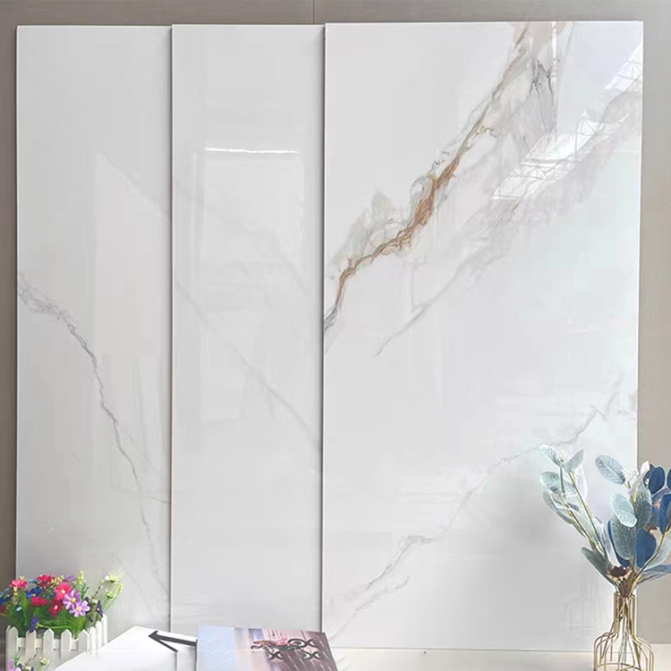 600*1200 750x1500 Gloss Porcelain Polished Glazed Gold Vein White Floor Wall Marble Look Slab Tiles