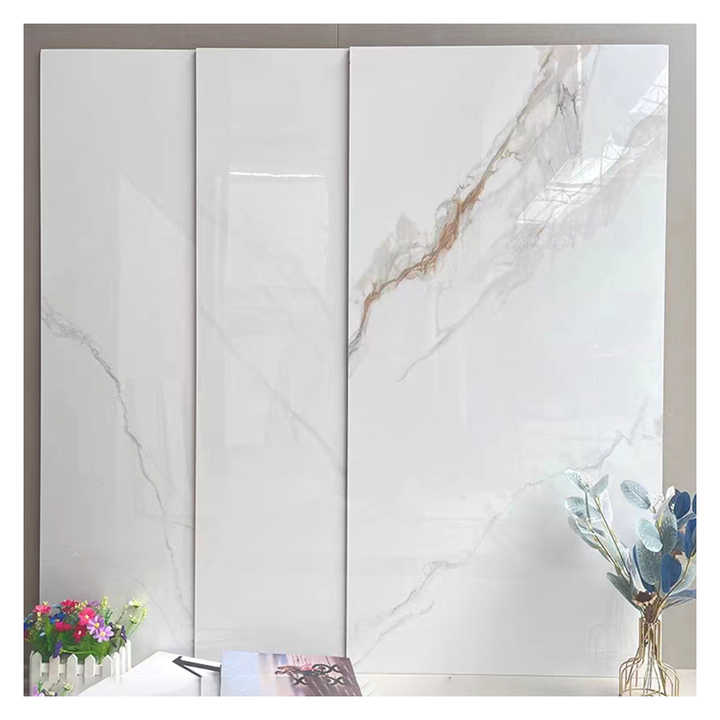 600*1200 750x1500 Gloss Porcelain Polished Glazed Gold Vein White Floor Wall Marble Look Slab Tiles