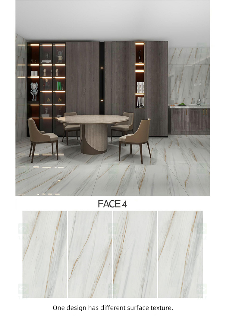 600*1200 750x1500 Gloss Porcelain Polished Glazed Gold Vein White Floor Wall Marble Look Slab Tiles