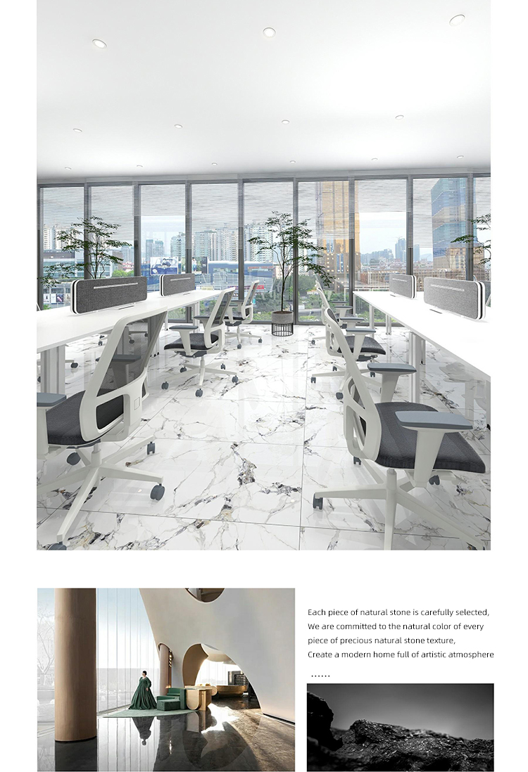 600*1200 750x1500 Gloss Porcelain Polished Glazed Gold Vein White Floor Wall Marble Look Slab Tiles
