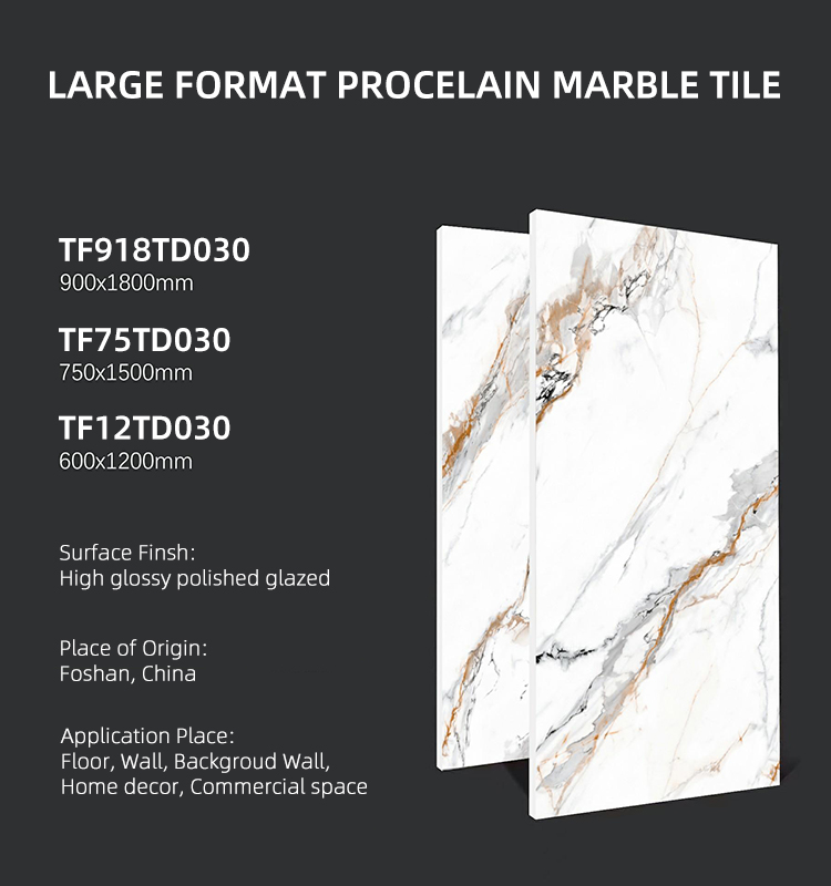 600*1200 750x1500 Gloss Porcelain Polished Glazed Gold Vein White Floor Wall Marble Look Slab Tiles