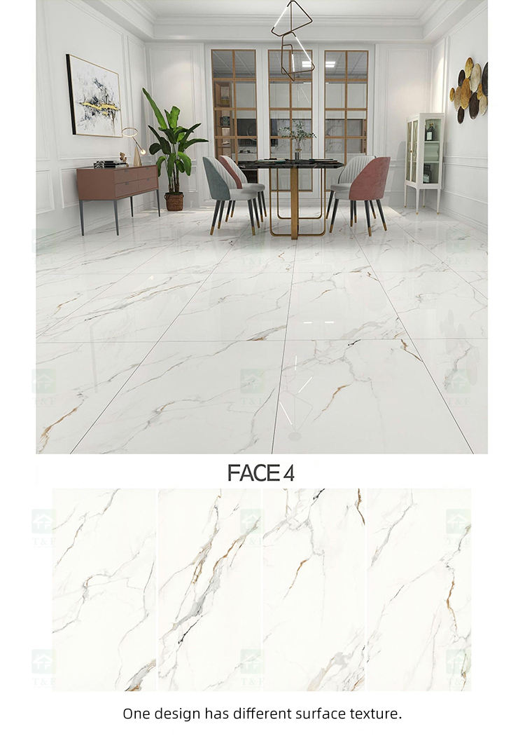 600*1200 750x1500 Gloss Porcelain Polished Glazed Gold Vein White Floor Wall Marble Look Slab Tiles