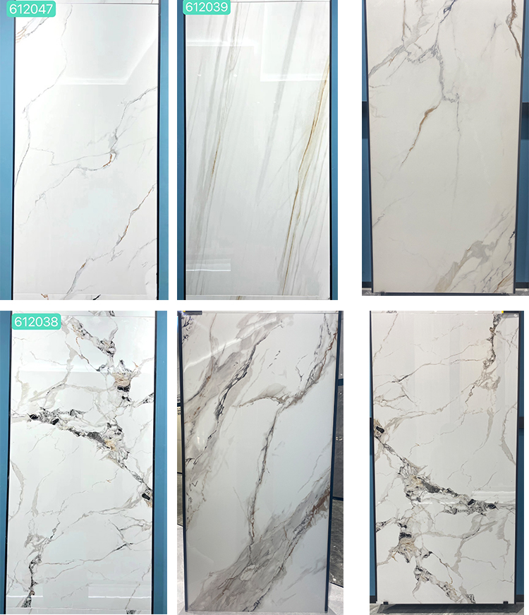600*1200 750x1500 Gloss Porcelain Polished Glazed Gold Vein White Floor Wall Marble Look Slab Tiles