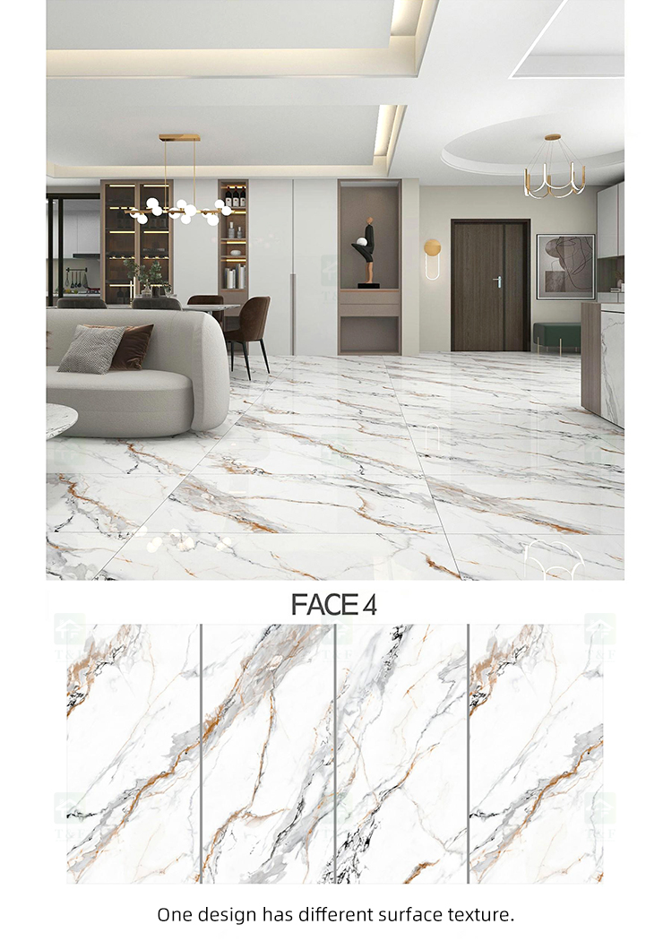 600*1200 750x1500 Gloss Porcelain Polished Glazed Gold Vein White Floor Wall Marble Look Slab Tiles
