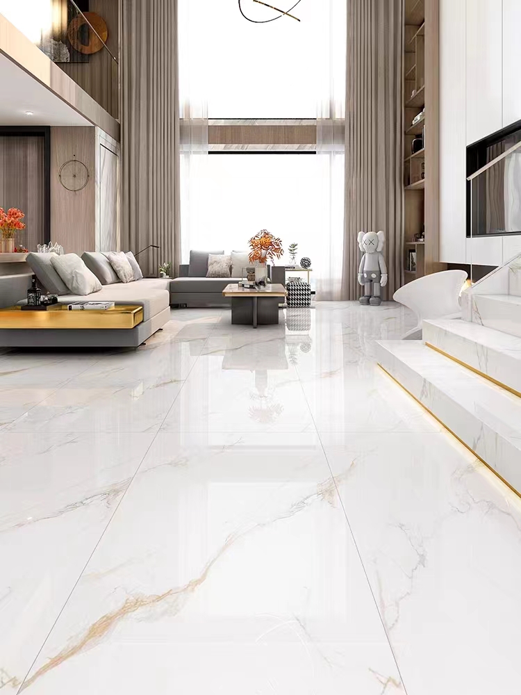 600*1200 750x1500 Gloss Porcelain Polished Glazed Gold Vein White Floor Wall Marble Look Slab Tiles
