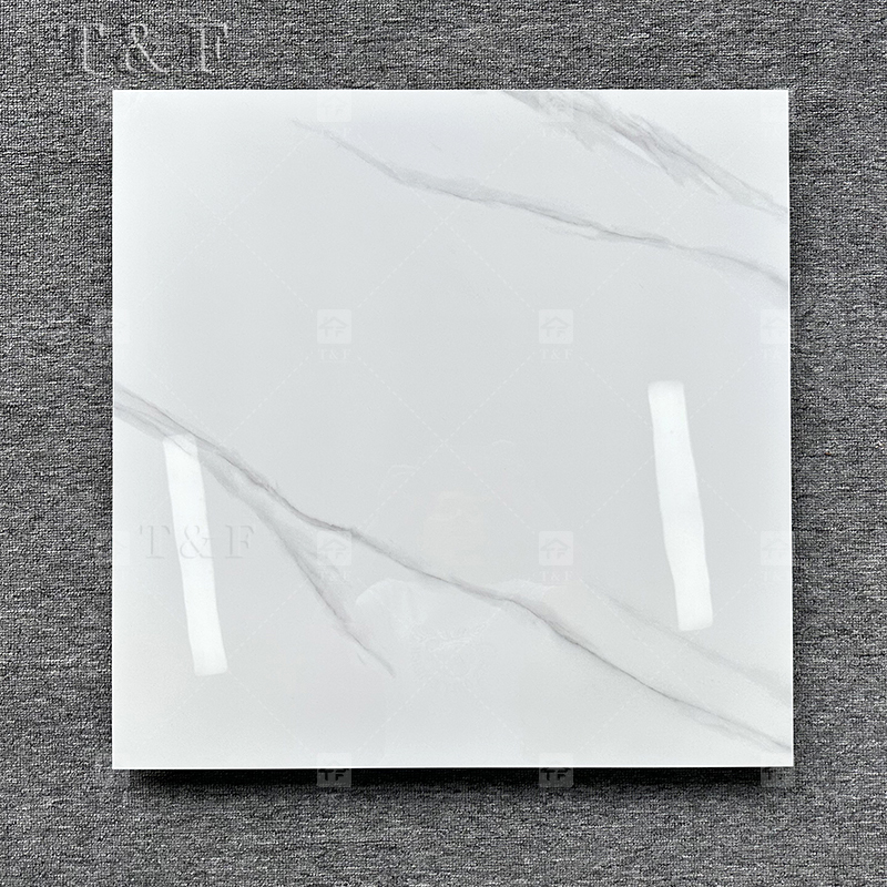 60x60 600x600 Glossy Carrara White Porcelain Piso Porcelanato Marble Floor Tile for the Living Room