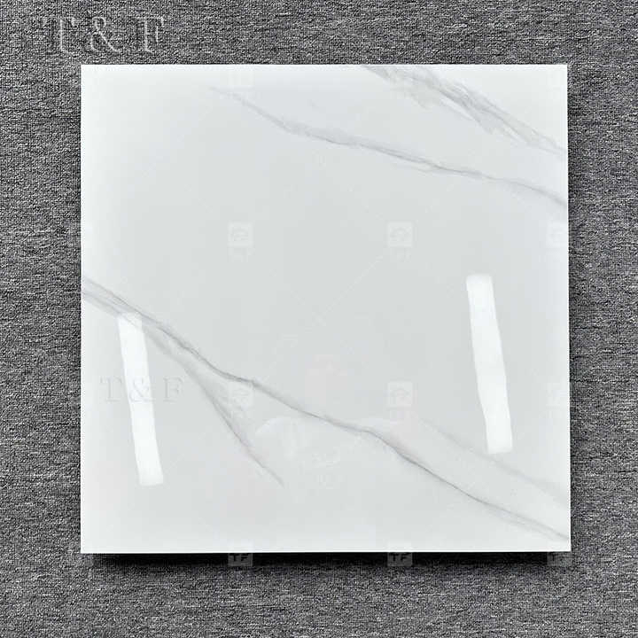 60x60 600x600 Glossy Carrara White Porcelain Piso Porcelanato Marble Floor Tile for the Living Room