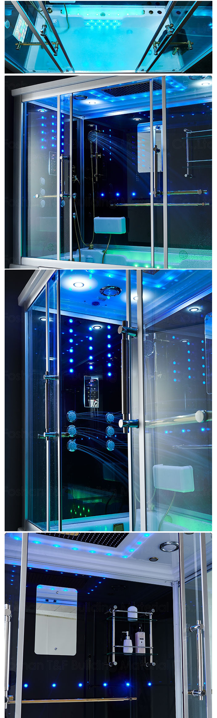 Factory Price Complete Whirlpool Massage Standing Bathroom Shower Cabinet Hammam Steam Bath Cabin Room