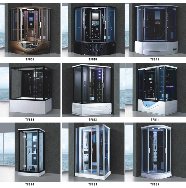 Factory Price Complete Whirlpool Massage Standing Bathroom Shower Cabinet Hammam Steam Bath Cabin Room