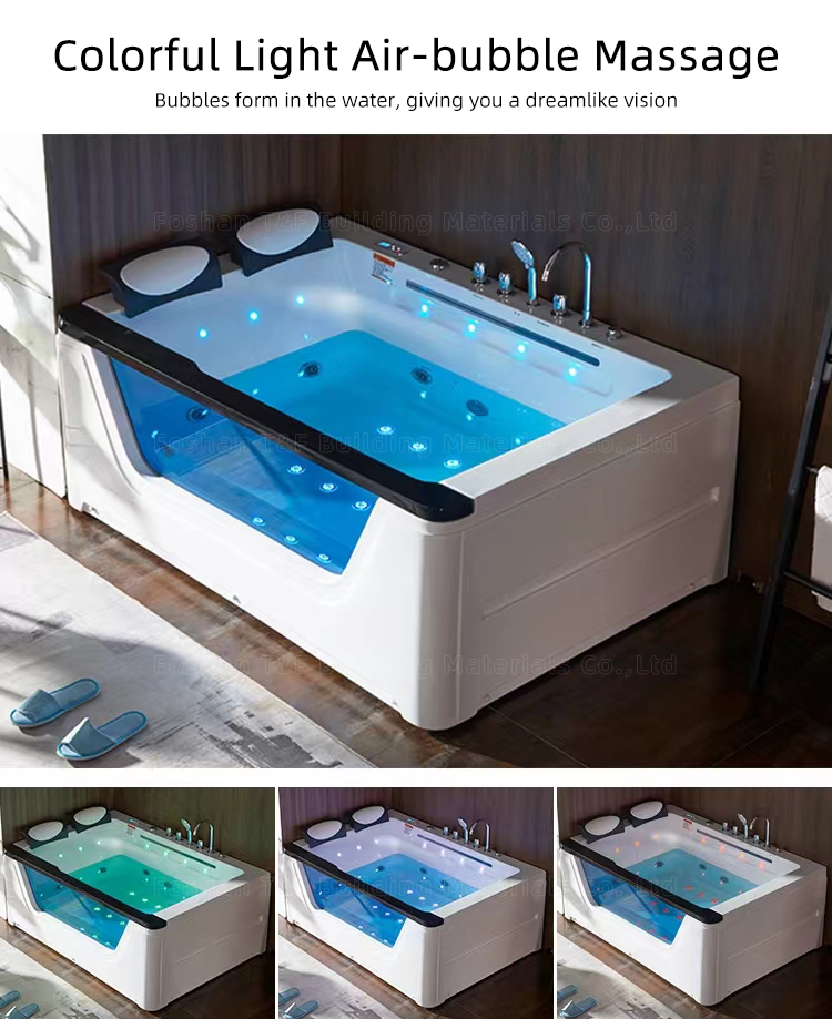 2 Person Luxury Hot Spa Bath Tub Whirlpool Acrylic Freestanding Waterfall Massage Bathtub With Jet