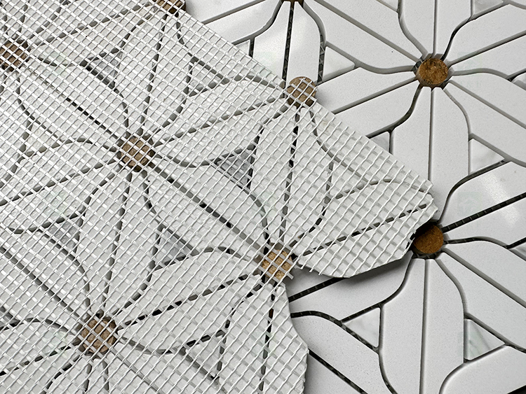 Decorative Flower Patterns White Natural Marble Mosaic Tile for Kitchen Backsplash Wall and Bathroom Floor
