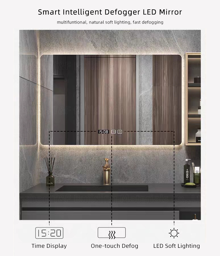 Luxury Single Sink Bathroom Vanity With Smart Mirror and Side Cabinet Modern Bath Room Furniture Vanity Sets