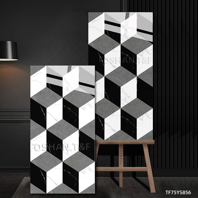 New 750x1500 mm Luxury Modern Pattern Polished Porcelain Slab Marble Floor Tile for Interior Home Decoration