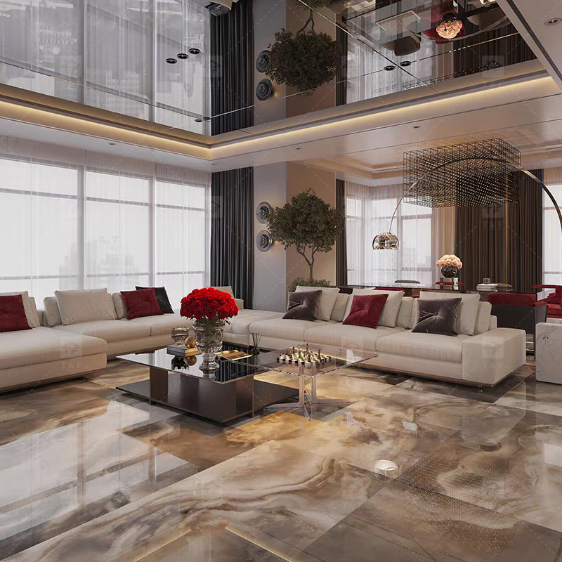 Foshan Porcelanato 60x120 Natural Jade Onyx Marble Stone Look Design Ceramic Floor Glossy Porcelain Tiles