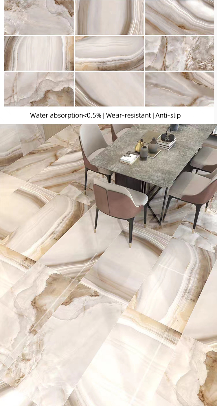 Foshan Porcelanato 60x120 Natural Jade Onyx Marble Stone Look Design Ceramic Floor Glossy Porcelain Tiles