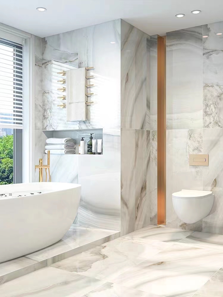 Foshan Porcelanato 60x120 Natural Jade Onyx Marble Stone Look Design Ceramic Floor Glossy Porcelain Tiles