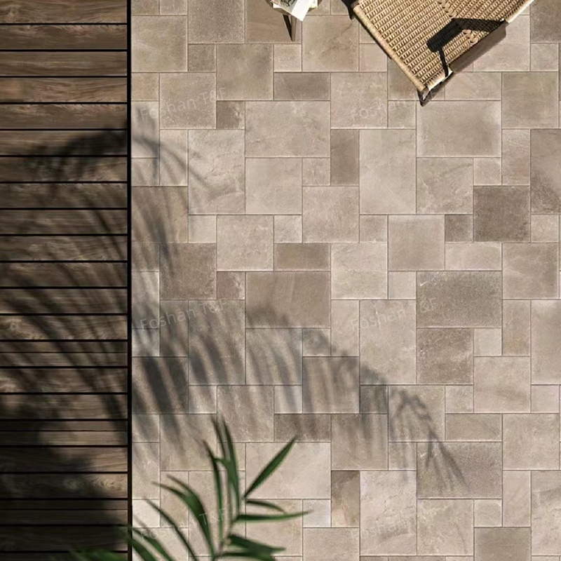 Limestone Tumbled French Pattern Full Body Porcelain Floor Tiles for Indoor and Outdoor