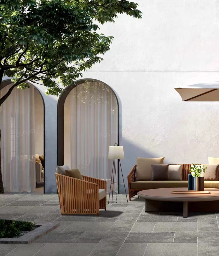 Limestone Tumbled French Pattern Full Body Porcelain Floor Tiles for Indoor and Outdoor