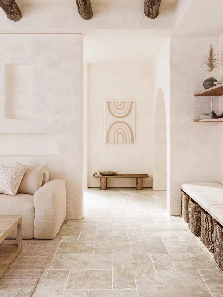 Limestone Tumbled French Pattern Full Body Porcelain Floor Tiles for Indoor and Outdoor