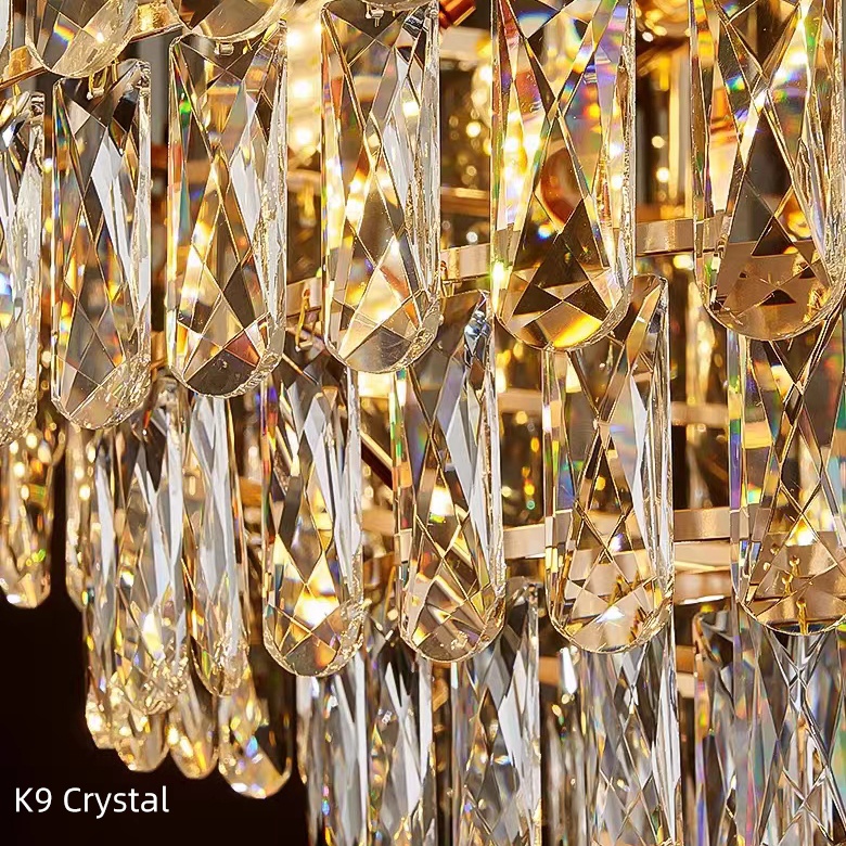 Modern Luxury K9 Crystal Hanging Pendant Light Ceiling Chandelier for Home Living Room Hotel Lighting