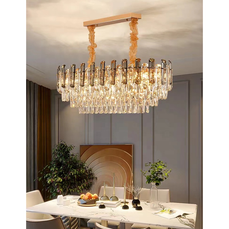 Modern Luxury K9 Crystal Hanging Pendant Light Ceiling Chandelier for Home Living Room Hotel Lighting