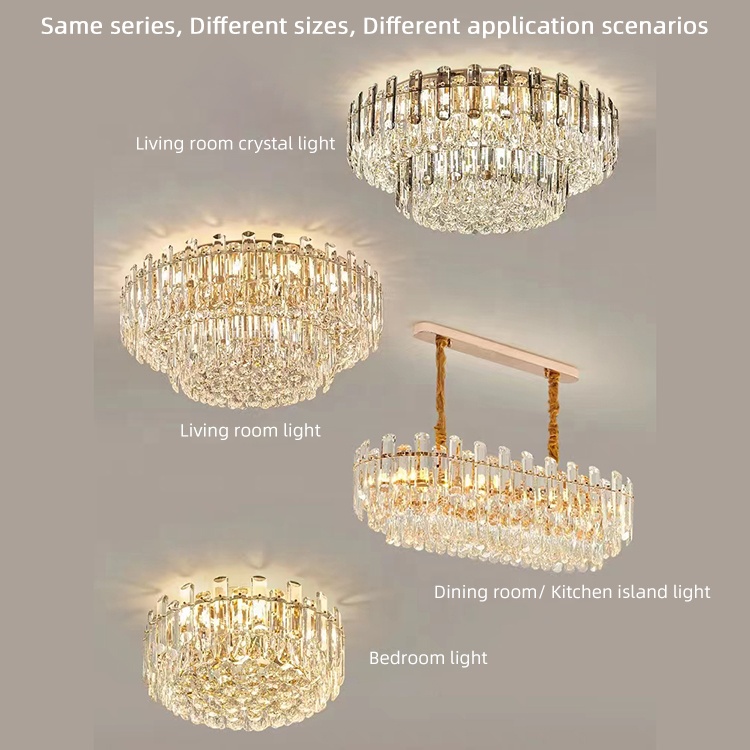 Modern Luxury K9 Crystal Hanging Pendant Light Ceiling Chandelier for Home Living Room Hotel Lighting