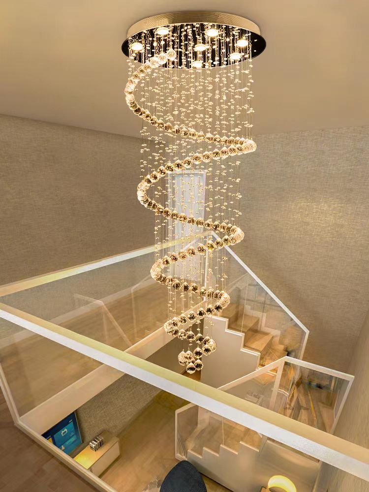 Custom Luxury Hotel Lobby Villa Home Staircase Pendant Light Modern Large Long Crystal Chandeliers for Stairs