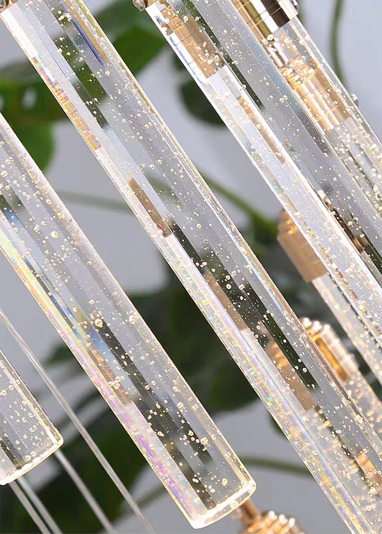 Customized Long Gold Modern Loft Duplex Led Ceiling Pendant Light Lobby Hanging Crystal Staircase Chandelier