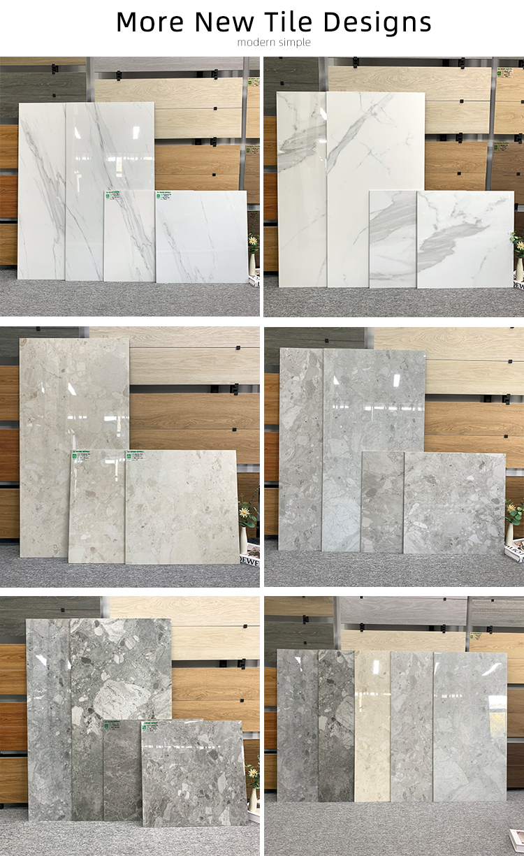 Latest Design 24x24 24x48 Modern Gray Floor Ceramic Tile for Floor 60x60 Marble-look Porcelain Wall Tiles