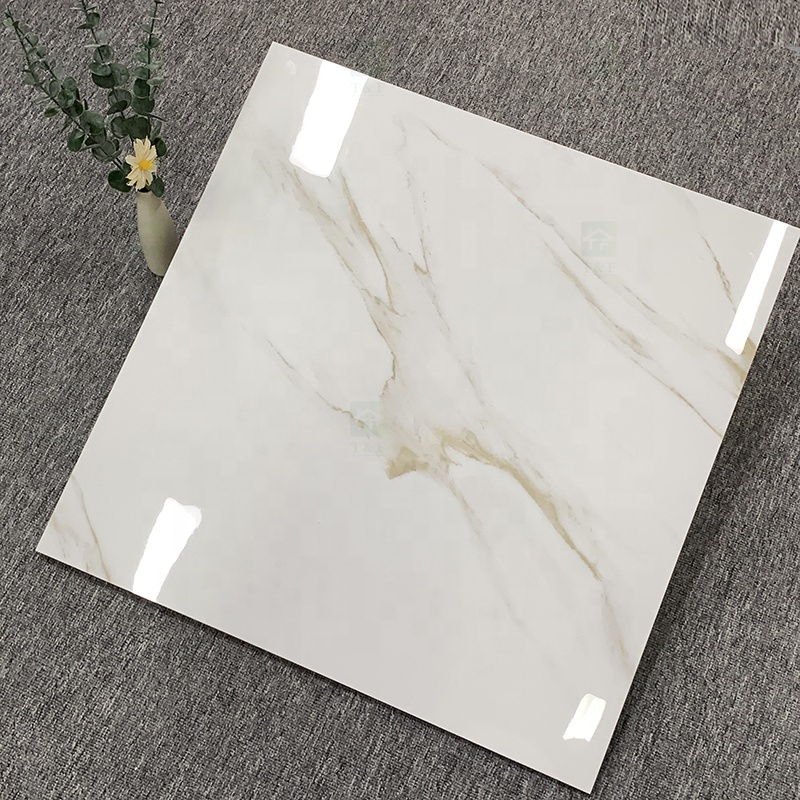 China 600x600mm Glossy White Marble Porcelain Floor Tiles Polished Glazed Finish for Bathroom and Interior Wall
