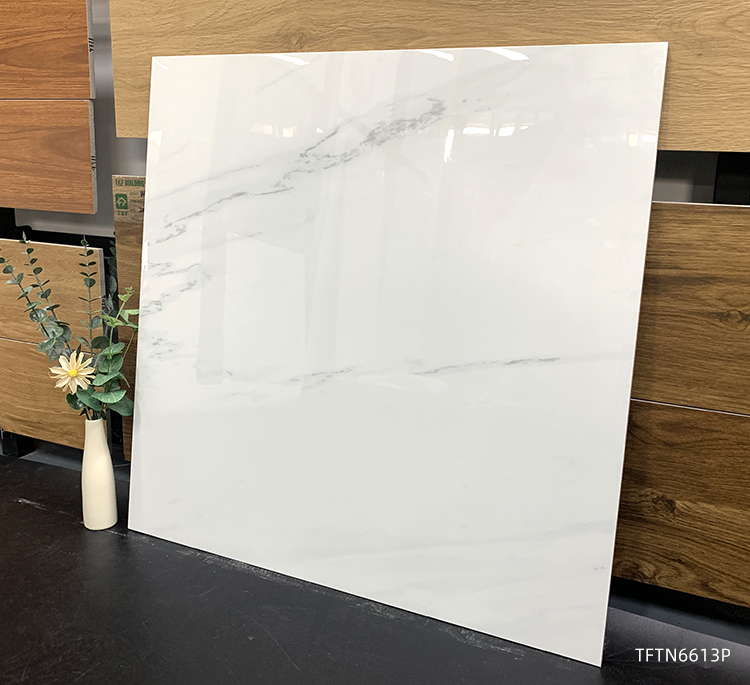 China 600x600mm Glossy White Marble Porcelain Floor Tiles Polished Glazed Finish for Bathroom and Interior Wall