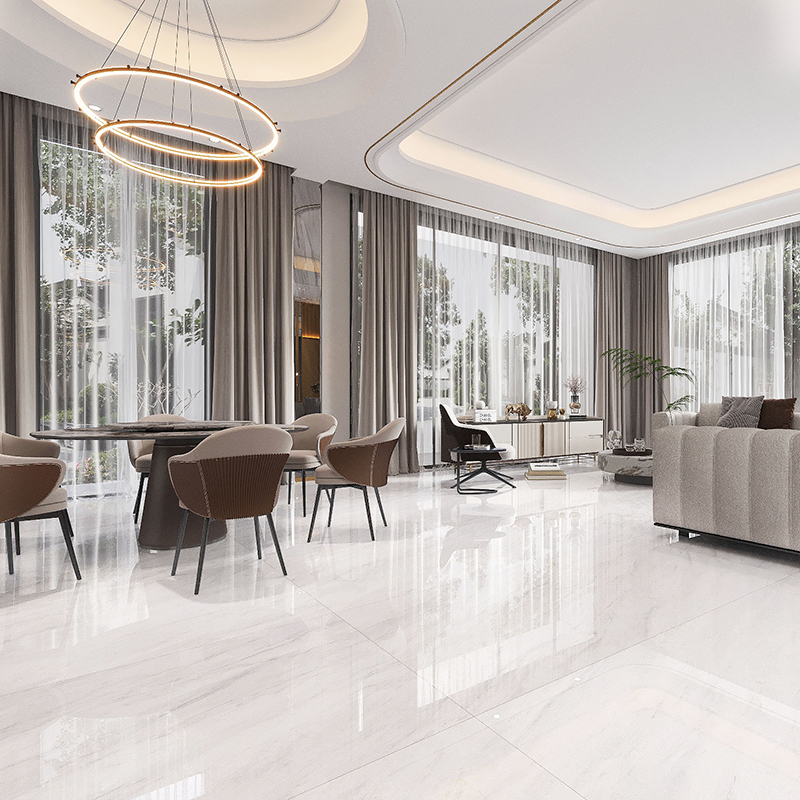 China 600x600mm Glossy White Marble Porcelain Floor Tiles Polished Glazed Finish for Bathroom and Interior Wall