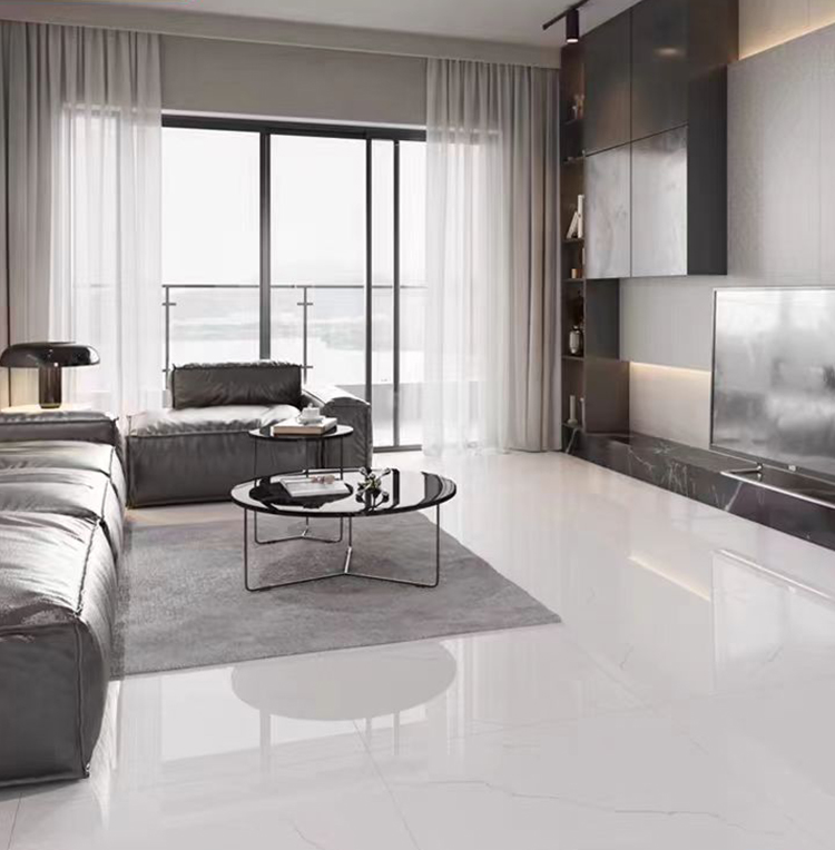 China 600x600mm Glossy White Marble Porcelain Floor Tiles Polished Glazed Finish for Bathroom and Interior Wall