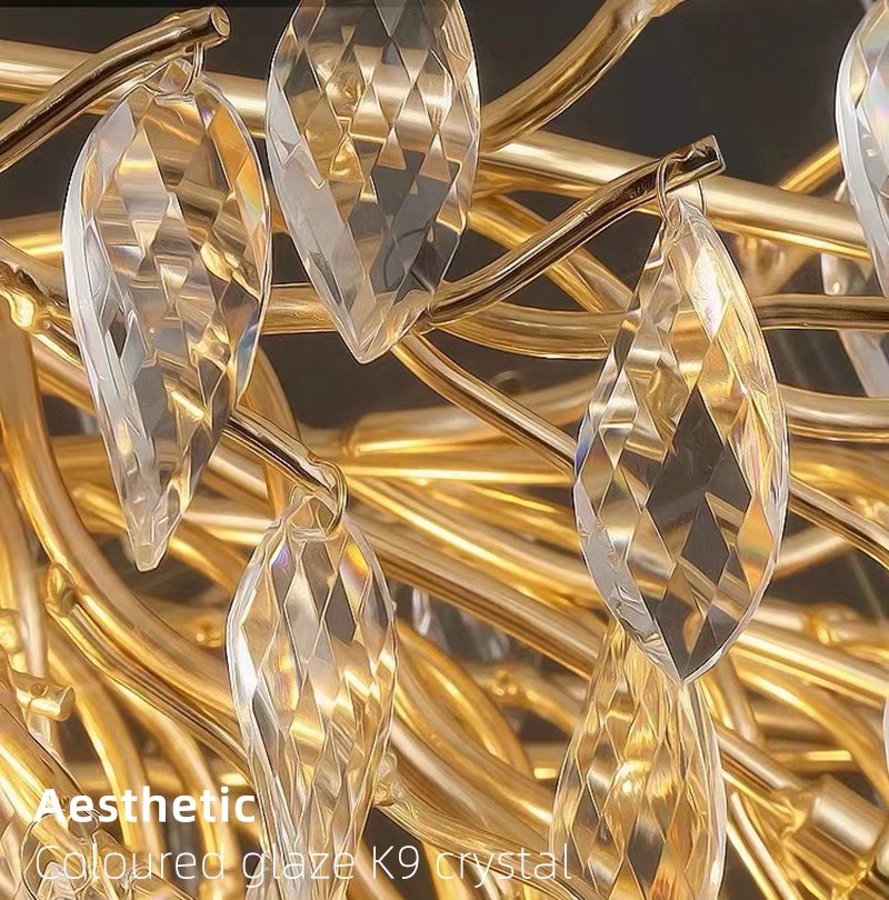 Home Creative Branch Hanging Pendant Ceiling Light Crystal Chandelier for Living Room and Dining Room
