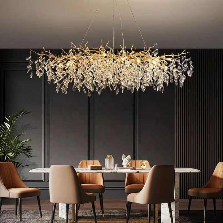 Home Creative Branch Hanging Pendant Ceiling Light Crystal Chandelier for Living Room and Dining Room