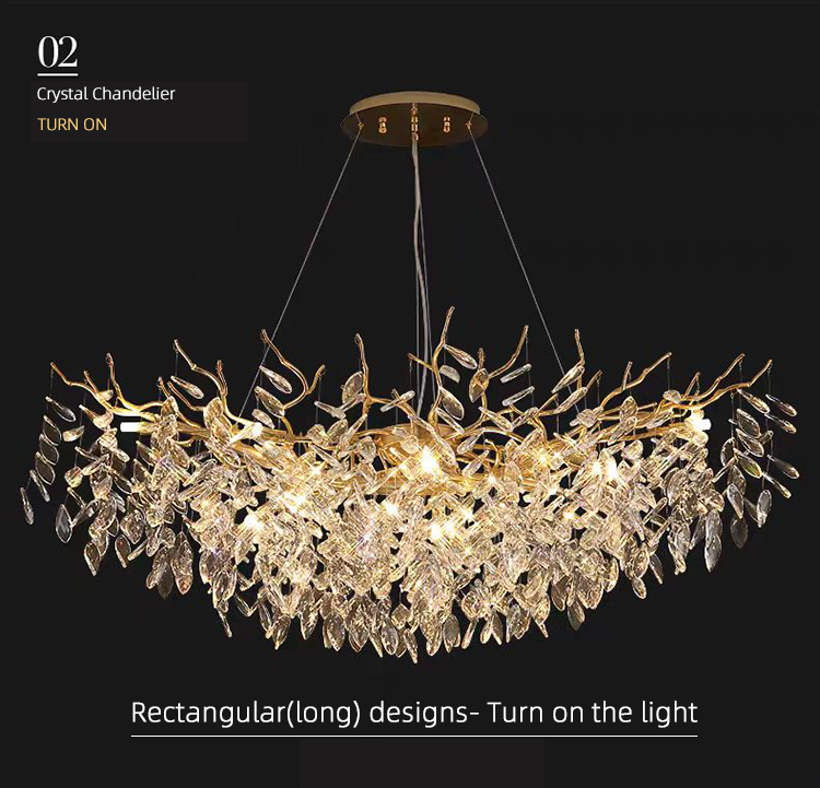 Home Creative Branch Hanging Pendant Ceiling Light Crystal Chandelier for Living Room and Dining Room