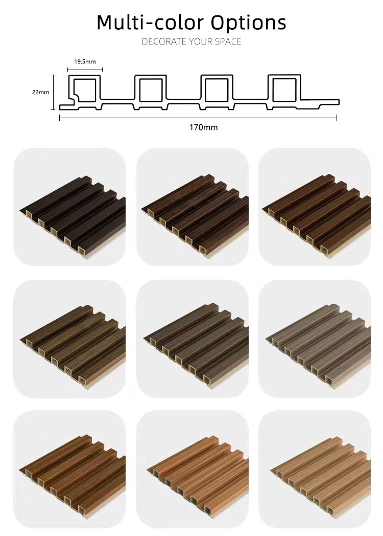 Interior 3D TV Background Decorative Fluted PVC Cladding Boards Plastic Composite Laminated WPC Wall Panels