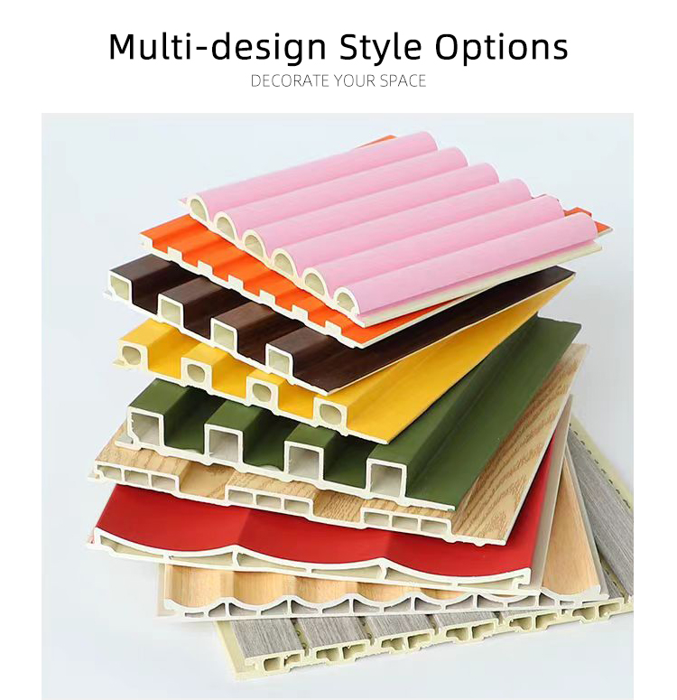 Interior 3D TV Background Decorative Fluted PVC Cladding Boards Plastic Composite Laminated WPC Wall Panels