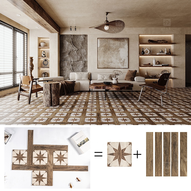 New Arrival French Vintage Mixed Pattern Porcelain Floor Tiles for Bathroom Kitchen Backsplash Wall Living Room