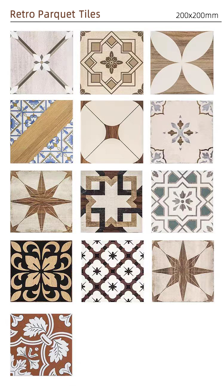 New Arrival French Vintage Mixed Pattern Porcelain Floor Tiles for Bathroom Kitchen Backsplash Wall Living Room