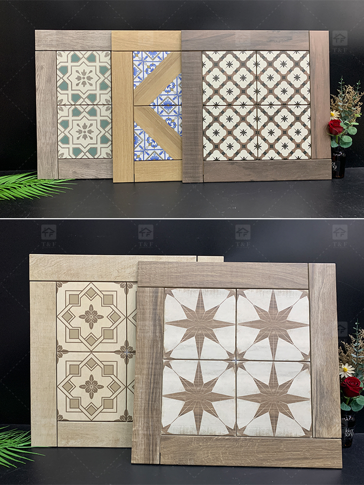 New Arrival French Vintage Mixed Pattern Porcelain Floor Tiles for Bathroom Kitchen Backsplash Wall Living Room